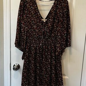 Bailey Blue Floral Mini Dress Smocked Waist Boho Cottagecore Medium